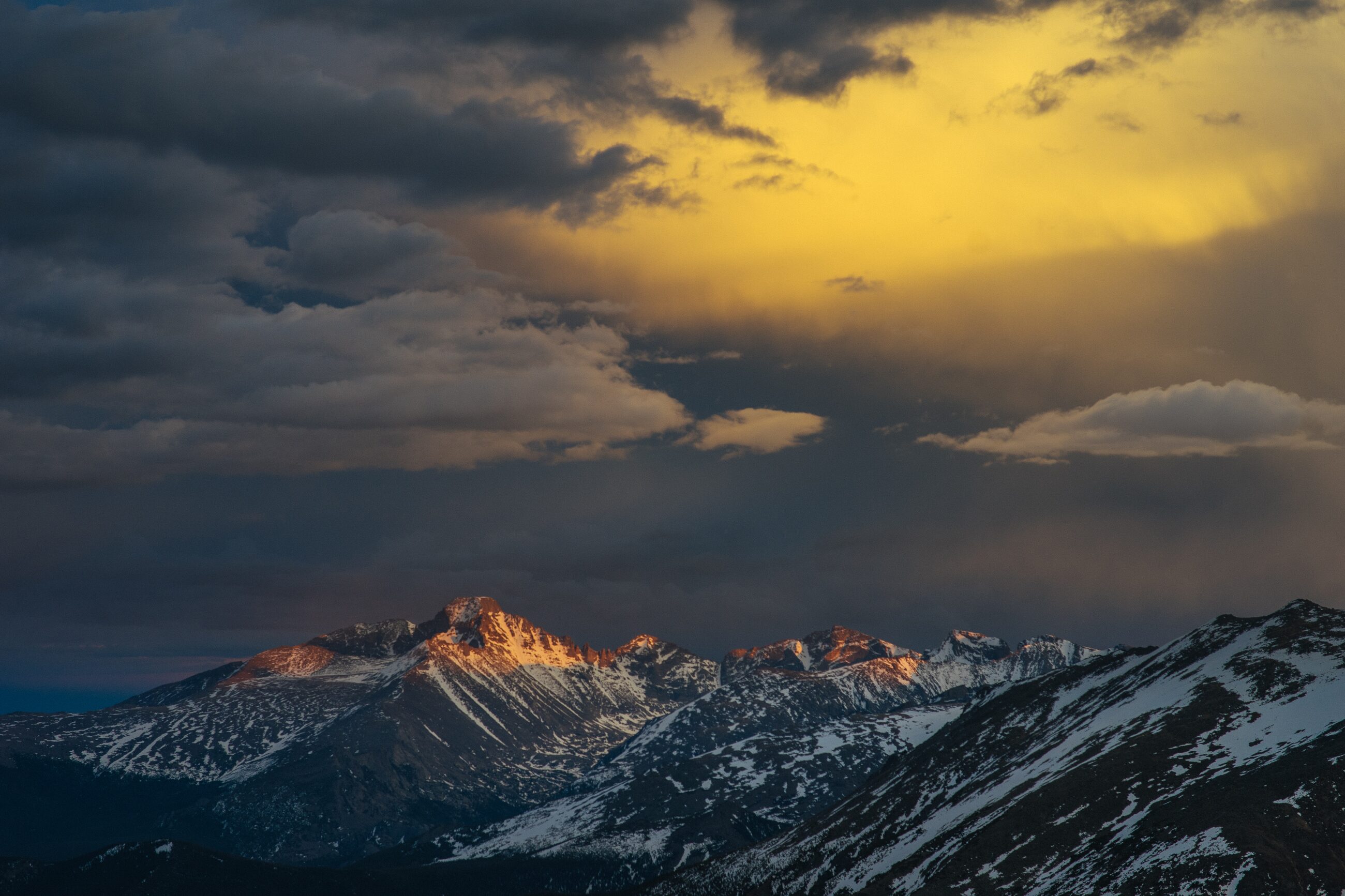 Storm light over the peaks from Trail Ridge Road