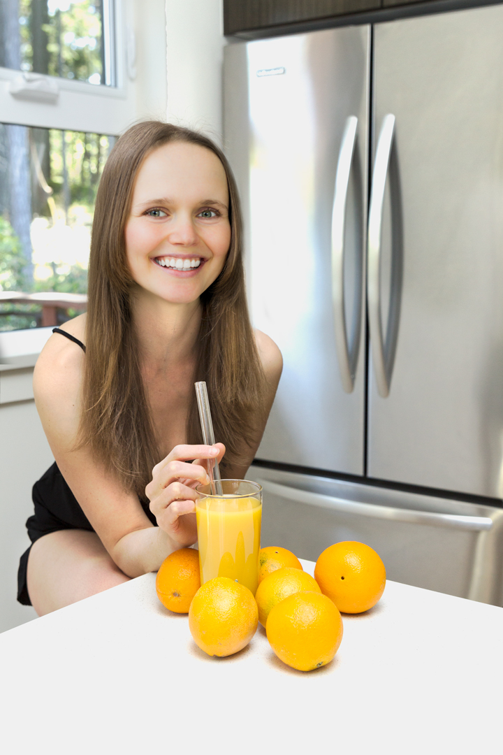 Petra Scott drinking juice - how many carbs should you eat