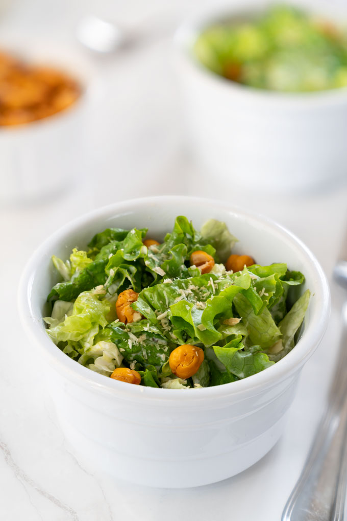 Caesar salad - healthy, vegan, cashew dressing and Parmesan
