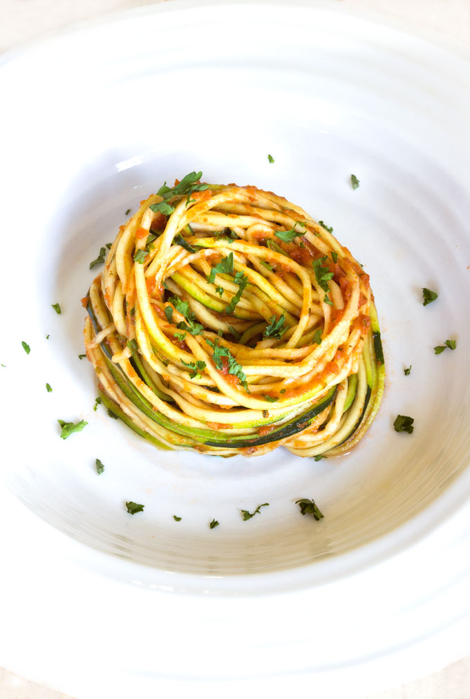 zucchini noodles and marinara
