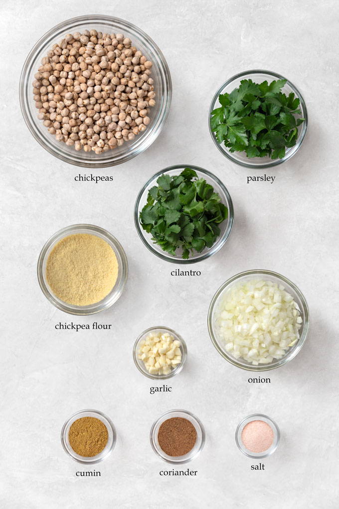 ingredients for air-fried falafel