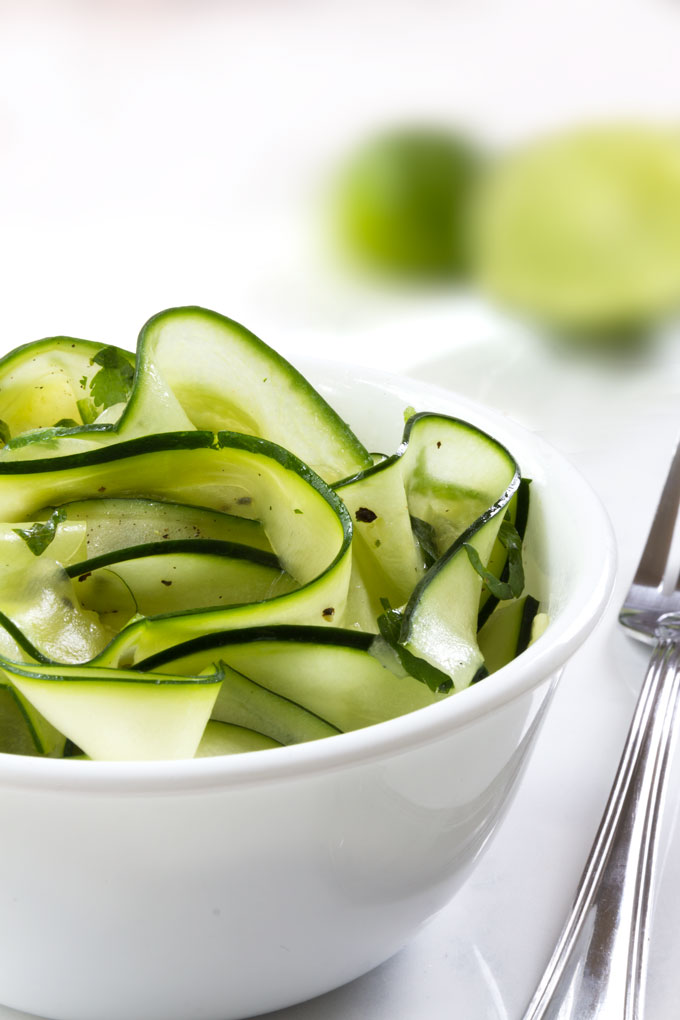 cucumber zucchini salad with spicy lime dressing