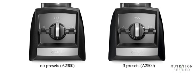 Vitamix control panel - presets vs no presets