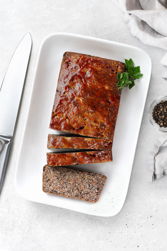 bean loaf with glaze - vegan, gluten-free